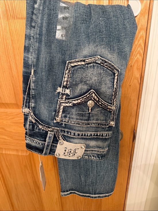 Denim - Miss Me Womens Distressed Blue Denim Jeans with Embroidered Pocket
